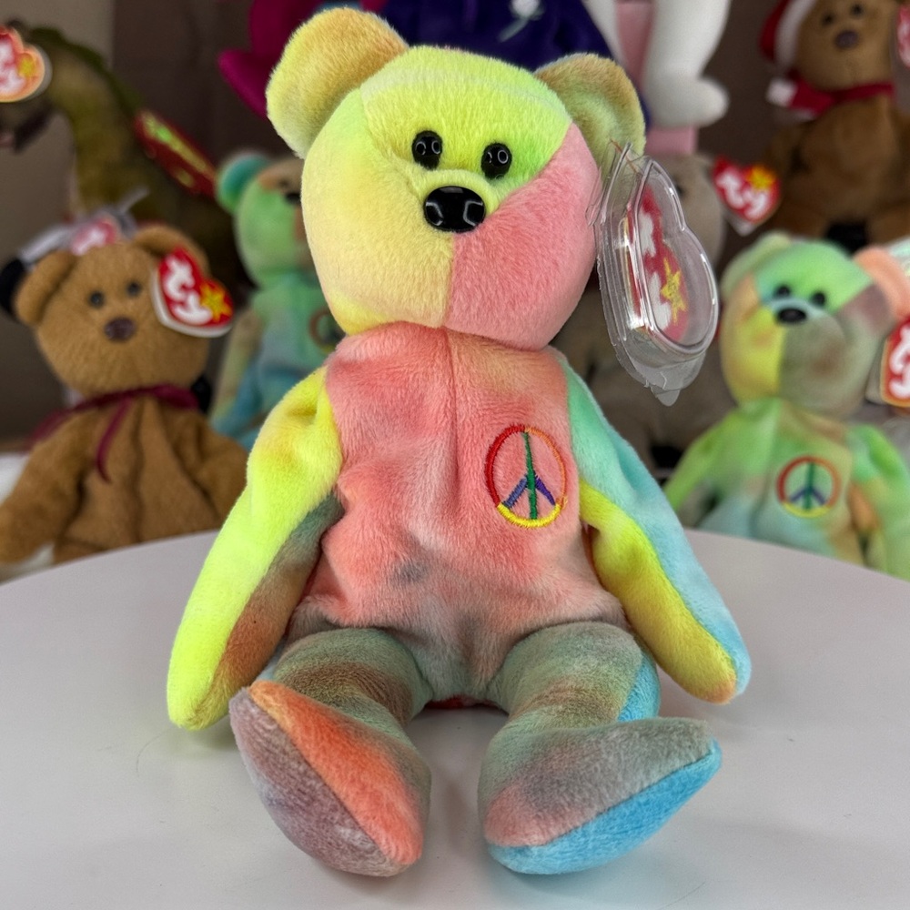 ☮️❤️Rare Factory "Surface" Correction Sticker - TY Peace Beanie Baby 1996 MWMT
